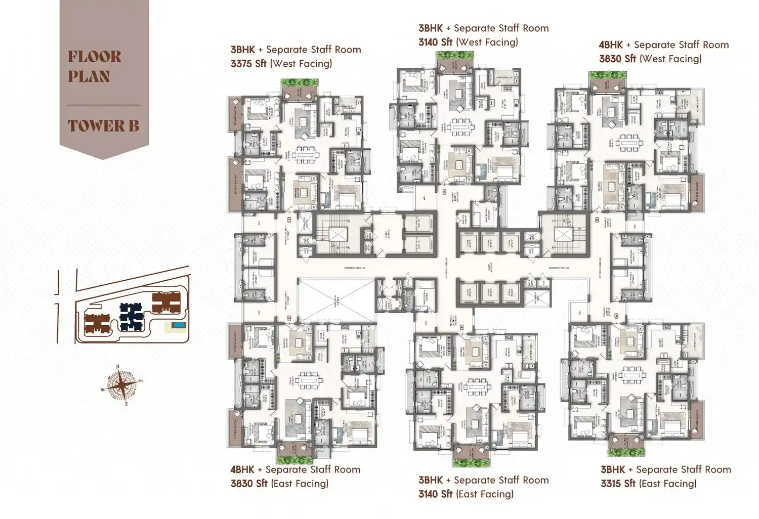 Sample floor plan for 2 BHK apartments at DRA Firstworld Poonamallee