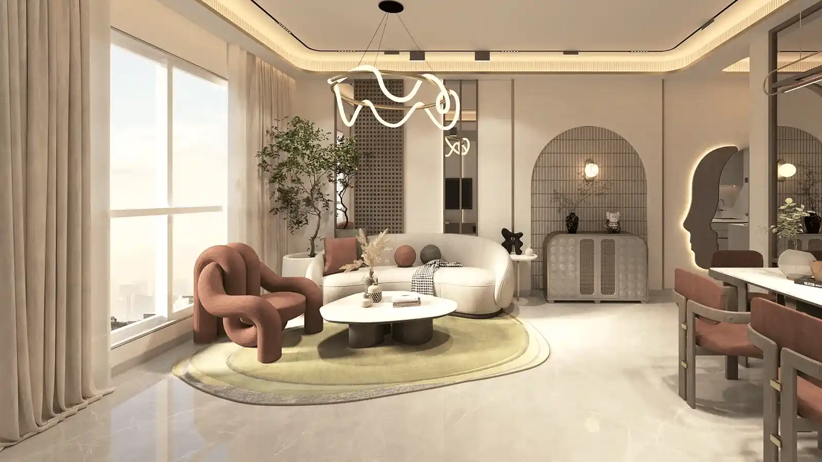 Spacious living room design ideas for DRA Firstworld Poonamallee Apartments